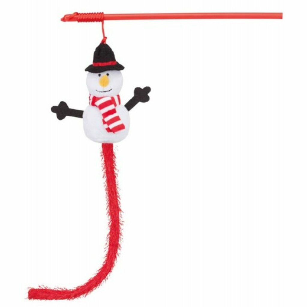 Jouet De Noel Pour Chat Canne À Pêche Avec Bonhomme De Neige Jouet De Noel Pour Chat Canne À Pêche Avec Bonhomme De Neige