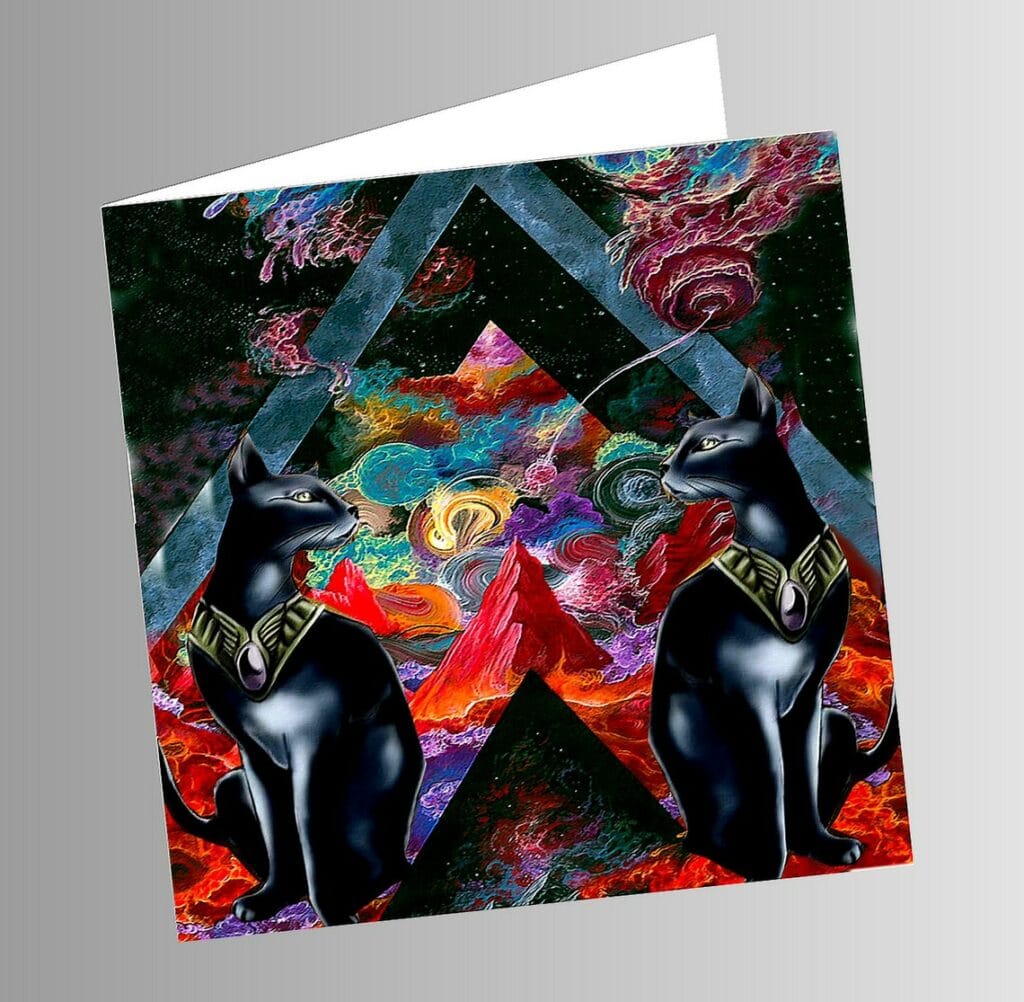 carte double avec chat - duo egyptien carte double avec chat - duo egyptien