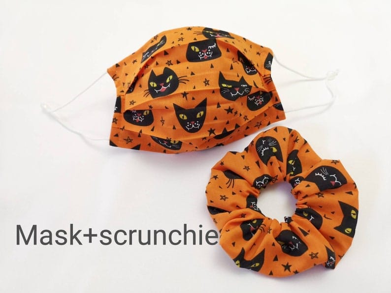 masque facial Halloween réglable + un chouchou assorti masque facial Halloween réglable + un chouchou assorti