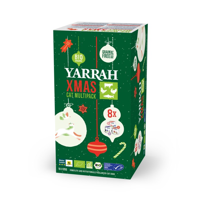 Yarrah Multipack de Noël Bio chat - Lot de 8 x 100g