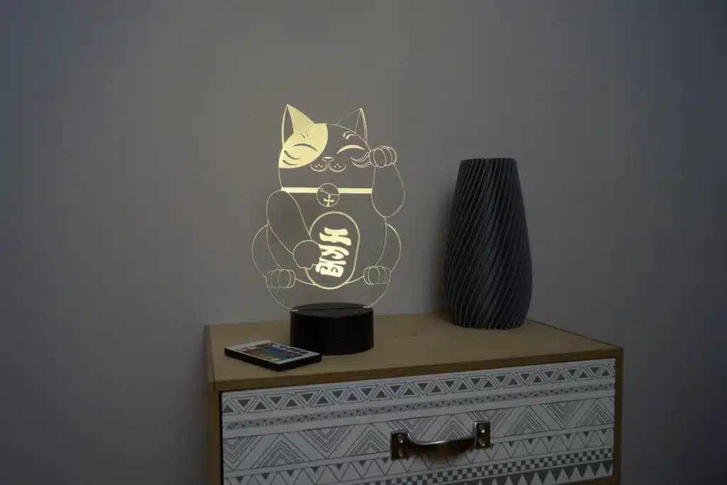 Lampe illusion 3D Maneki-neko