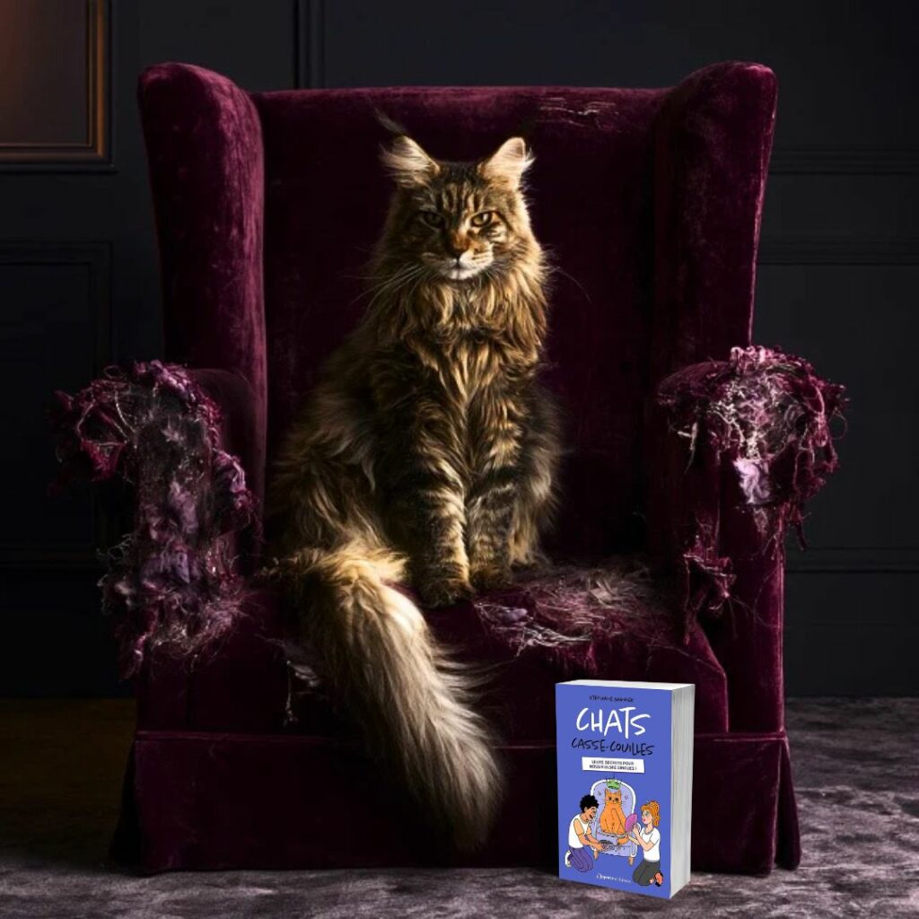 Main coon et le livre Chats casse couilles Leurs secrets pour nous rendre dingues !de Stéphane Garnier